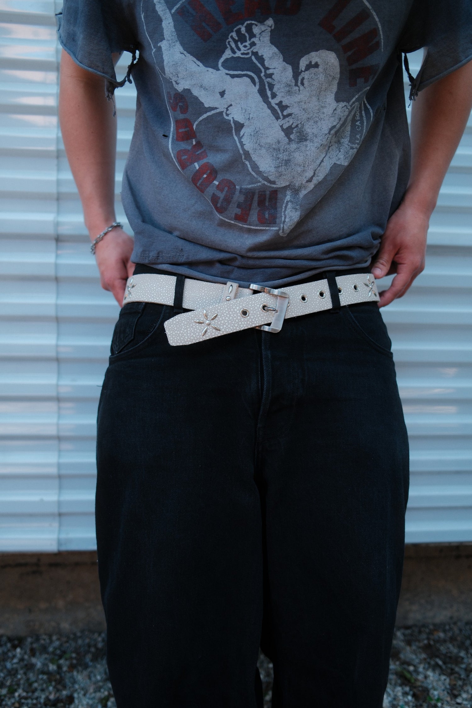 STUDDED STINGRAY BELT